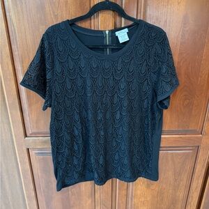 ✨Elegant Black Lace Blouse, 1X✨